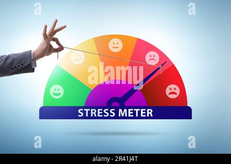 Concept of stress meter with businessman Stock Photo