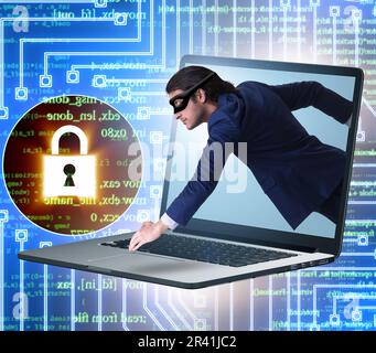 Hacker man trying to steal personal data Stock Photo