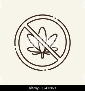 Prohibition of marijuana thin line icon Stock Vector
