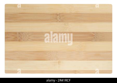 Empty rectangular wooden oak kitchen cutting board. White background, top view Stock Photo