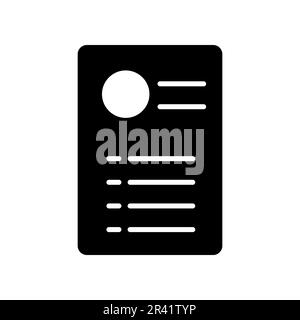 CV Fill Icon Symbol Vector. Black Glyph CV Icon Stock Vector