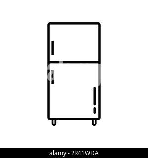 Fridge Lineal Icon Symbol Vector. Black Outline Fridge Icon Stock Vector