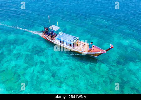 Drone view at the beach of Koh Kradan island in Thailand Stock Photo