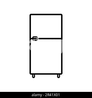 Fridge Lineal Icon Symbol Vector. Black Outline Fridge Icon Stock Vector