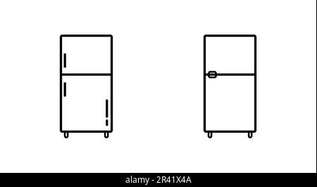 Fridge Lineal Icon Symbol Vector. Black Outline Fridge Icon Stock Vector