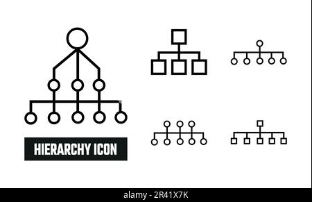 Hierarchy Lineal Icon Symbol Vector. Black Outline Hierarchy Icon Stock Vector