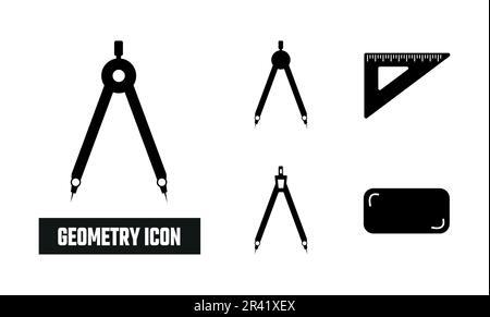Geometry Fill Icon Symbol Vector. Black Glyph Geometry Icon Stock Vector