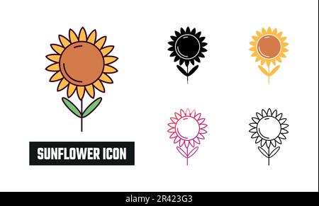 Sunflower Icon Set Vector Illustration Stock Vector Image & Art - Alamy