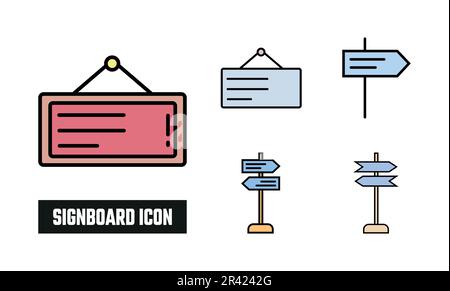 Signboard Icon Vector Illustration. Signboard Lineal Color Icon Stock Vector