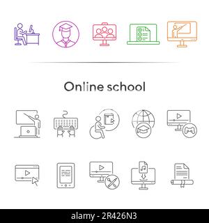 Online school line icon set Stock Vector