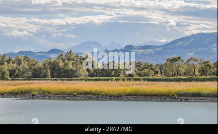 Alpine panorama near FuÃŸach, Vorarlberg, Austria Stock Photo