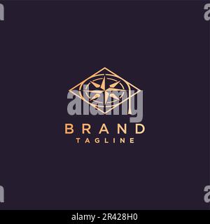 Student Hat With Compass Motif Logo Design. Reference logo design for education center. Stock Vector