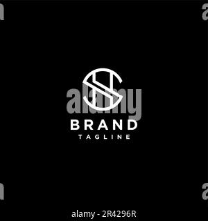 Simple SH Initials Logo Design. Minimalist outline logo design initials S and H in one icon. Stock Vector