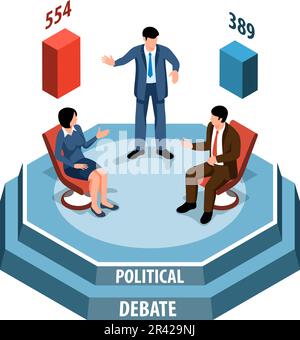 Isometric politicla concept with election debate scene vector illustration Stock Vector