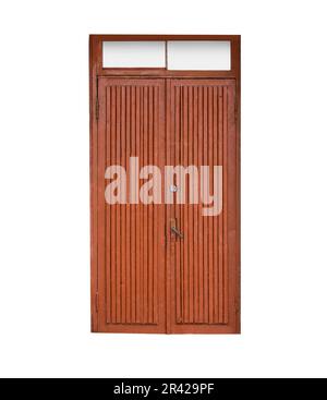 Simple old wooden door on white background Stock Photo