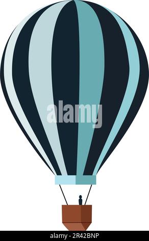 Hot striped air balloon in flat technique. Vector illustration Stock Vector