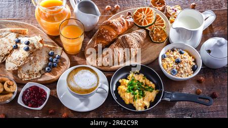 Breakfast served with coffee Stock Photo