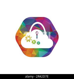 Cloud security vector logo design. Cloud lock and gear icon logo design. Stock Vector