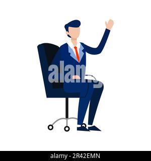 Businessman sitting in office chair icon over white background. colorful flat design vector for business illustration concept Stock Vector