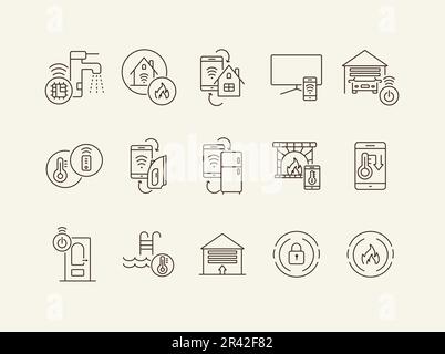 Smart House and Technology line icon set. Linear vector Stock Vector