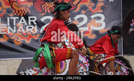 Jaranan dance, a traditional dance from Java. Jaranan comes from jaran which means horse Stock Photo