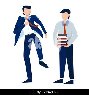 businessmen avatar cartoon character with briefcase and tie vector illustration graphic design Stock Vector