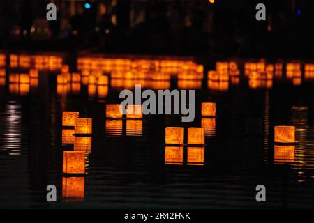 Lantern festival with golden glow Stock Photo