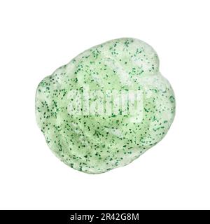 Green Gel exfoliating mask peeling with natural particles smear isolated on white Stock Photo