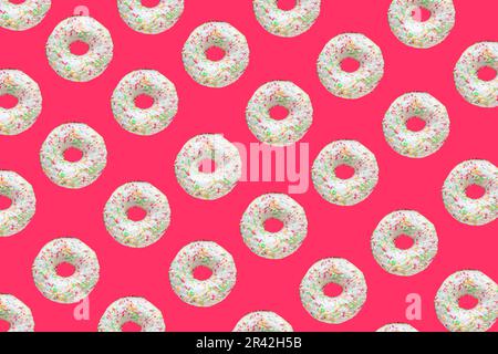 Pattern made of ring donuts Stock Photo