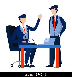 Businessman meeting with a colleague in the office. Vector illustration. Stock Vector