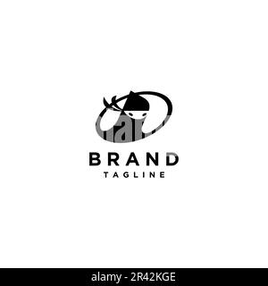 Brave Ninja Characters in a Simple Circle. Simple ninja character design inside oval circle. Stock Vector