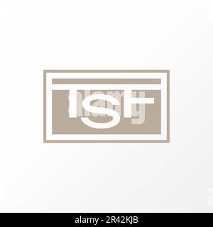 Logo design graphic concept creative abstract premium free vector stock letter TSF sans serif font on rectangle space block. Related initial monogram Stock Vector