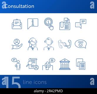 Consultation line icon set Stock Vector