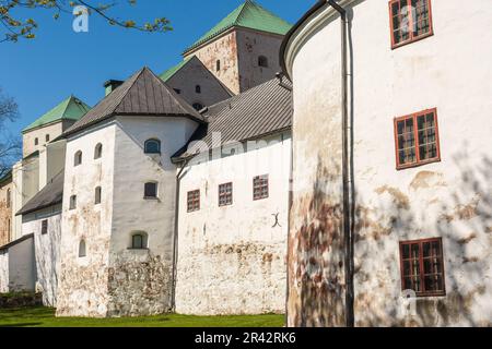 White medieval Turku castle (Turun linna) buildings in Turku Finland Stock Photo