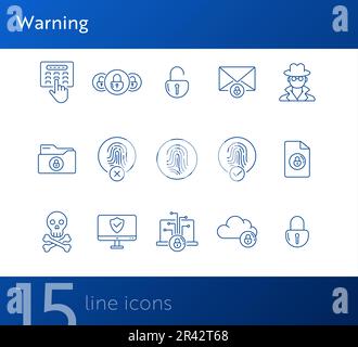 Warning line icons Stock Vector