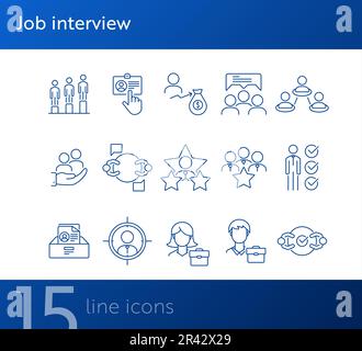 Job interview line icon set Stock Vector