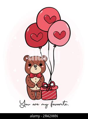 Vector drawing of a teddy bear holding a heart with the inscription Love.  Isolated on white background. Stock Vector | Adobe Stock