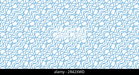 Wavy linear background. Guilloche seamless pattern. Blue moire ornament. Design element for banknotes, diplomas, certificates, documents. Vector wallpaper. Stock Vector