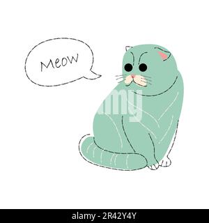 scottish fold cat cute pet line icon vector illustration Stock Vector ...