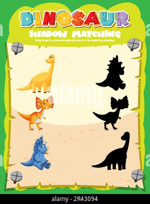 Dinosaur Shadow Matching Game Template illustration Stock Vector Image ...