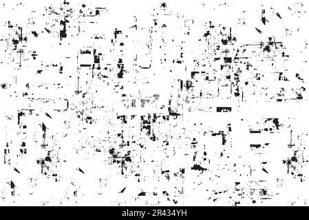 Abstract brick wall texture and rusty concrete grunge effect vector on a white background. Black and white rough surface texture design for background Stock Vector