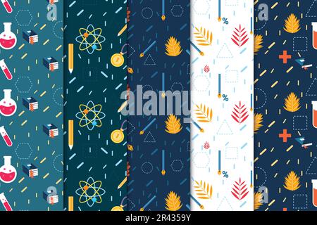 Science and knowledge seamless backgrounds. Wallpaper patterns of ...