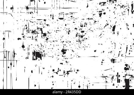 Abstract brick wall texture vector. Black and white geometric texture. Rusty concrete grunge effect vector on a white background. Dark monochromatic b Stock Vector