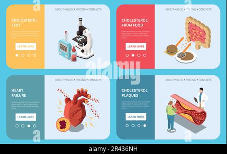 Cholesterol isometric icons set with hdl and ldl fats isolated vector ...