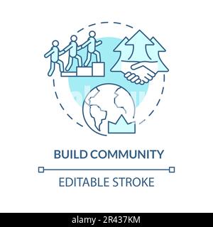 Build community turquoise concept icon Stock Vector