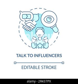 Talk to influencers turquoise concept icon Stock Vector