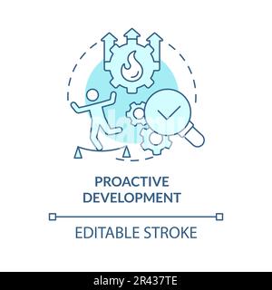 Proactive development turquoise concept icon Stock Vector