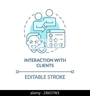 Interaction with clients turquoise concept icon Stock Vector