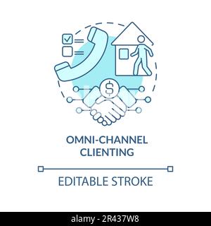 Omni channel clienting turquoise concept icon Stock Vector