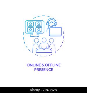 Online and offline presence blue gradient concept icon Stock Vector